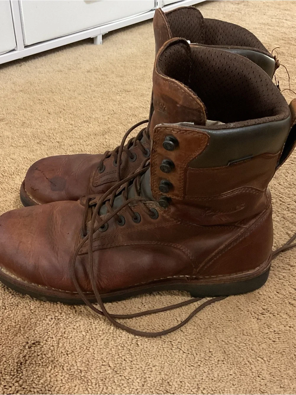 Dingo Men's Brown Leather Lace-Up Work Boots Size 10